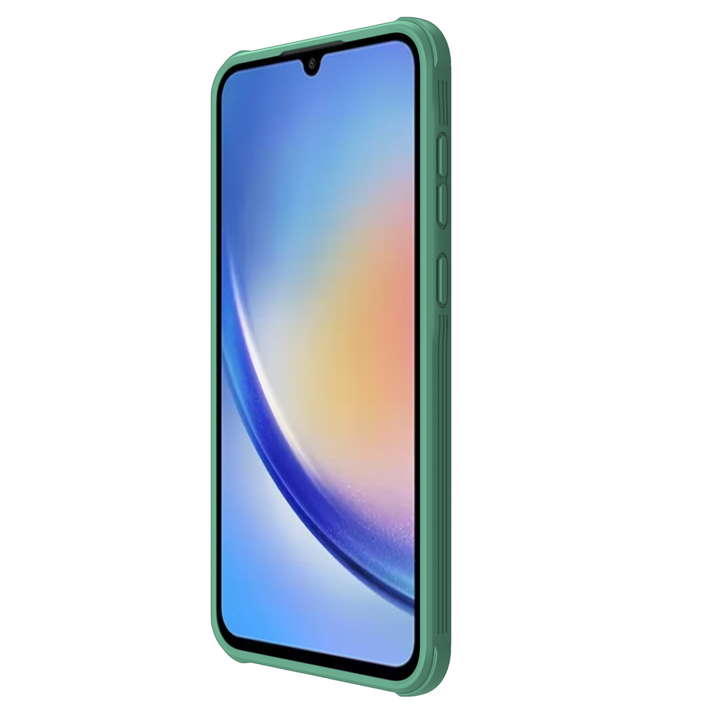 Чехол зеленого цвета (Deep Green) с защитной шторкой для камеры от Nillkin на Samsung Galaxy A35, серия CamShield Pro Case