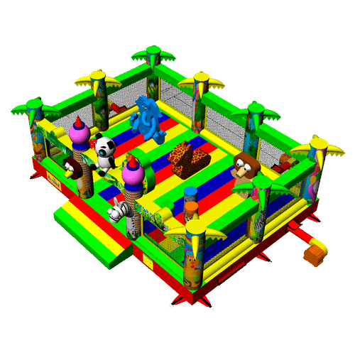 Коммерческий надувной батут «Зверята на радуге», без горки, 7*5*2,8 м
