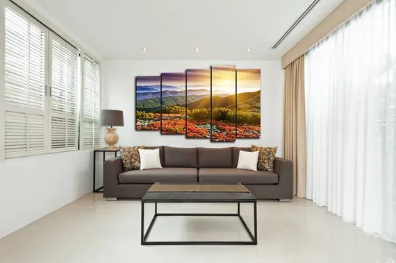 Модульная картина "Закат в горах"