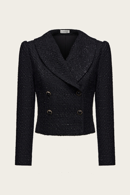Черный укороченный твидовый жакет "Эдит"