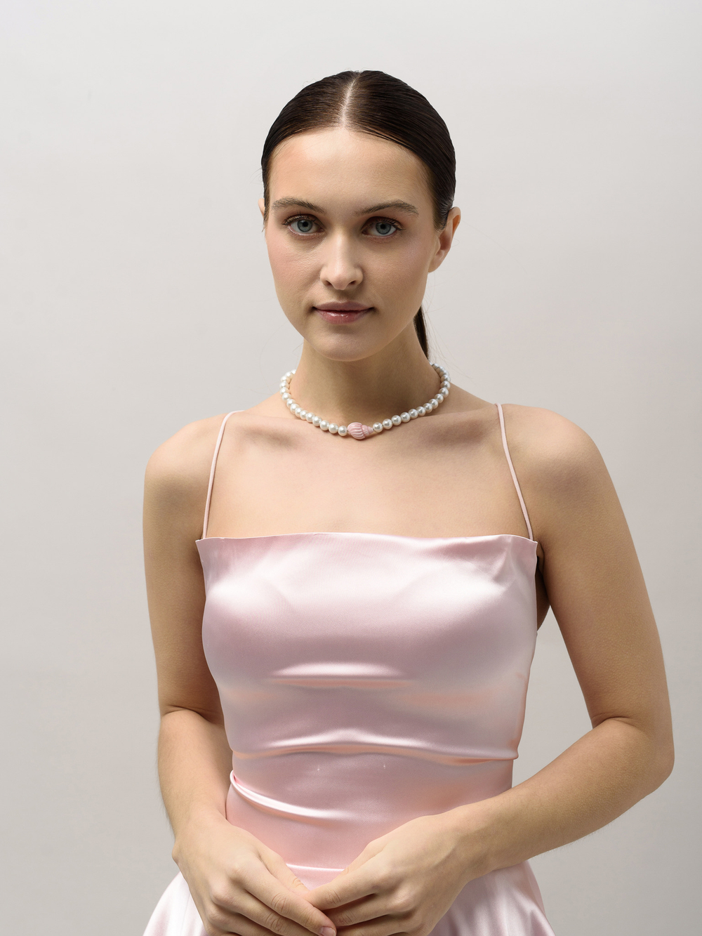 Чокер "Caramel shell pearl pink" Gold