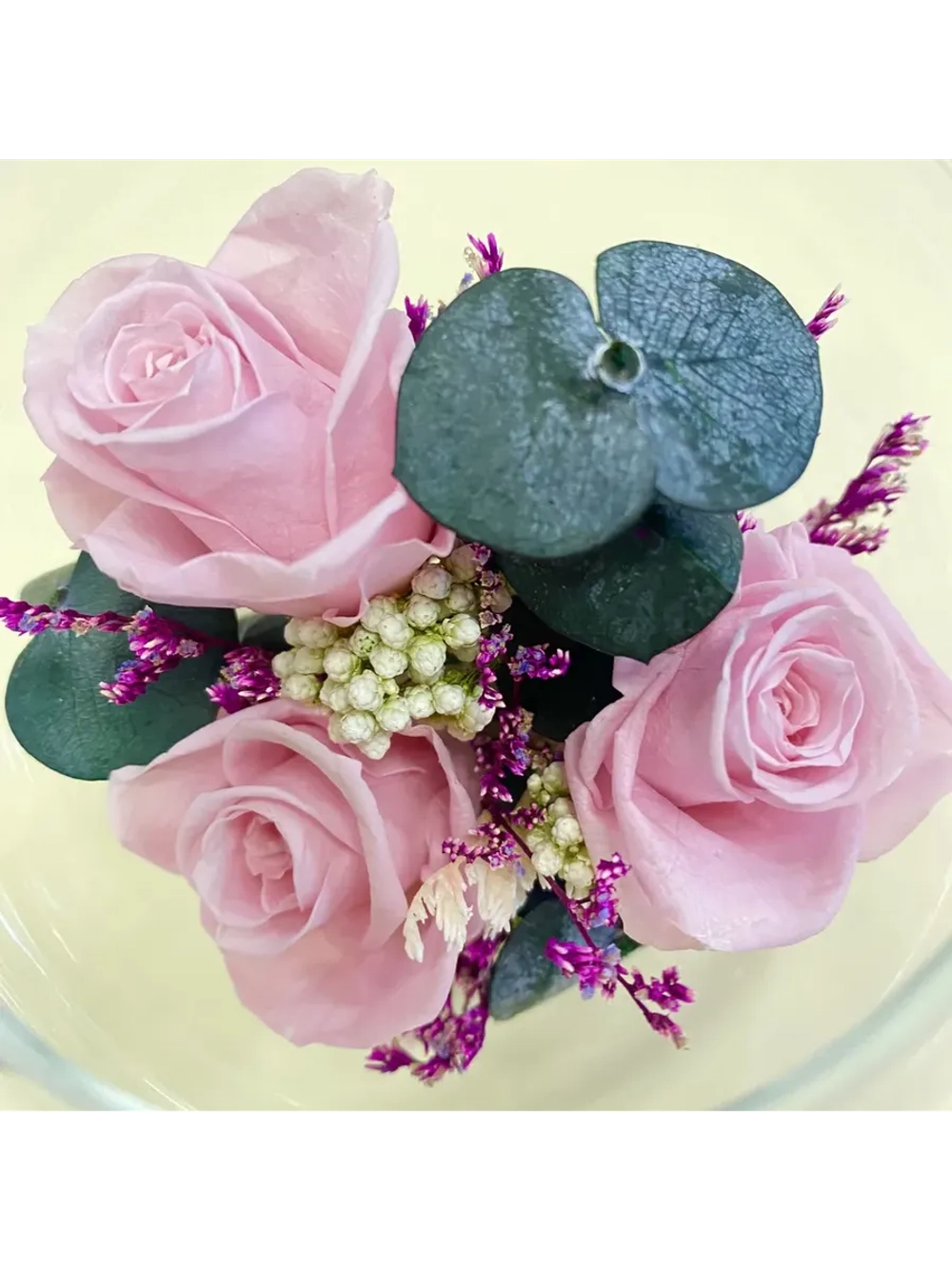 натуральные кустовые розы в стекле, вакуум*