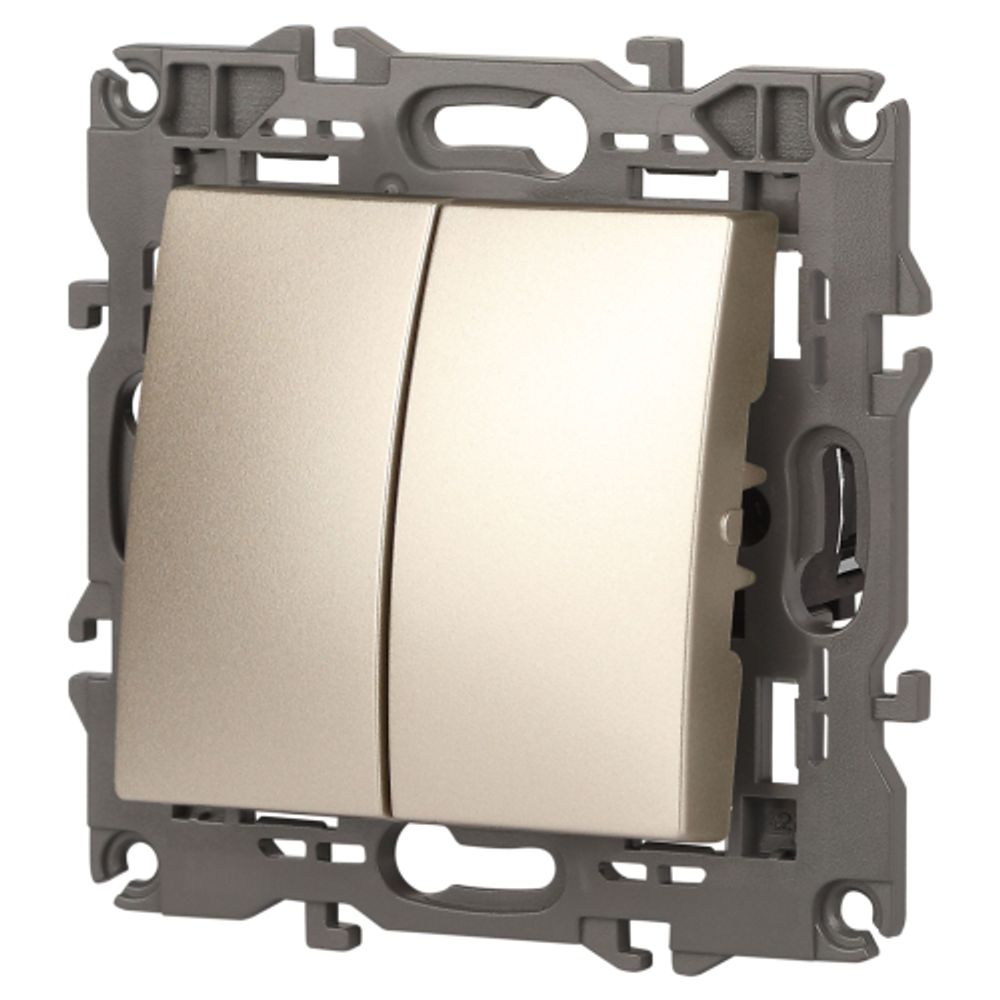 14-1106-04 ЭРА Переключатель двойной, 10АХ-250В, IP20, Эра Elegance, шампань