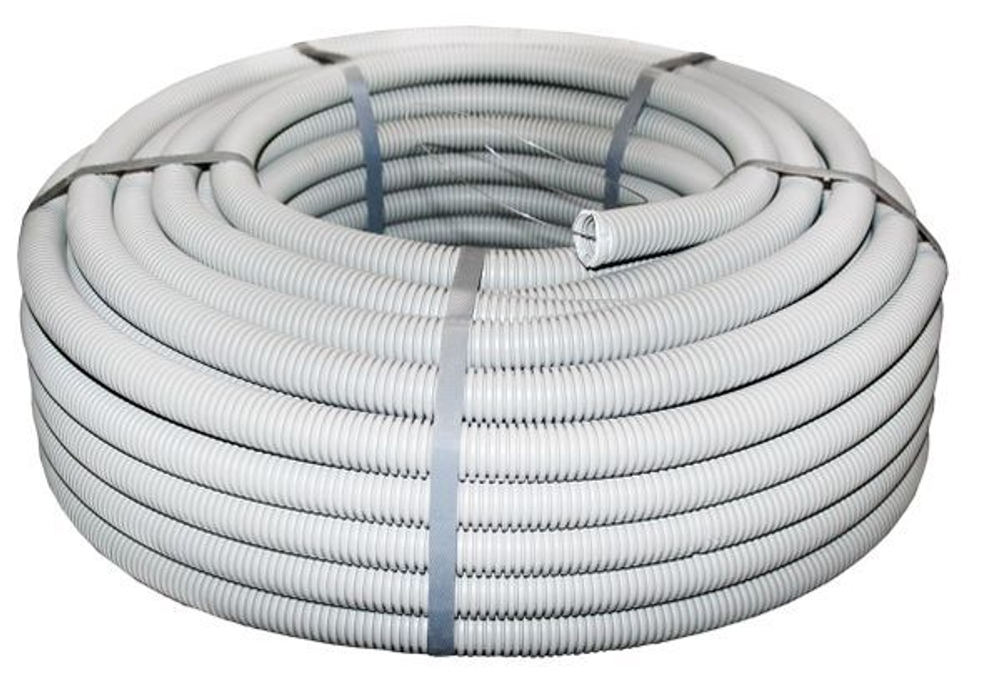 Труба гофр, ПВХ с протяжкой d50 мм (20 м) серая EKF-Plast