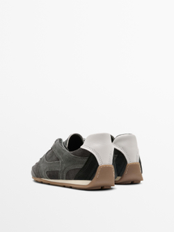 Massimo Dutti Контрастные кожаные кроссовки, серый