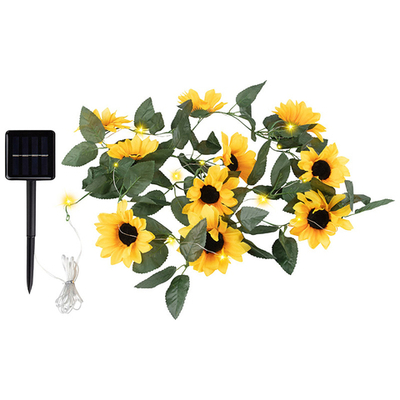 Гирлянда садовая на солнечной батарее "Подсолнухи" 25 лампочек, длина 2,4м
