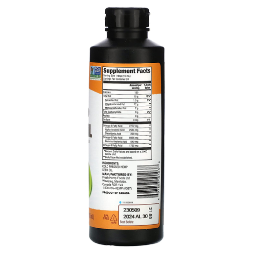 Manitoba Harvest, конопляное масло холодного отжима, 355 мл (12 жидк. унций)