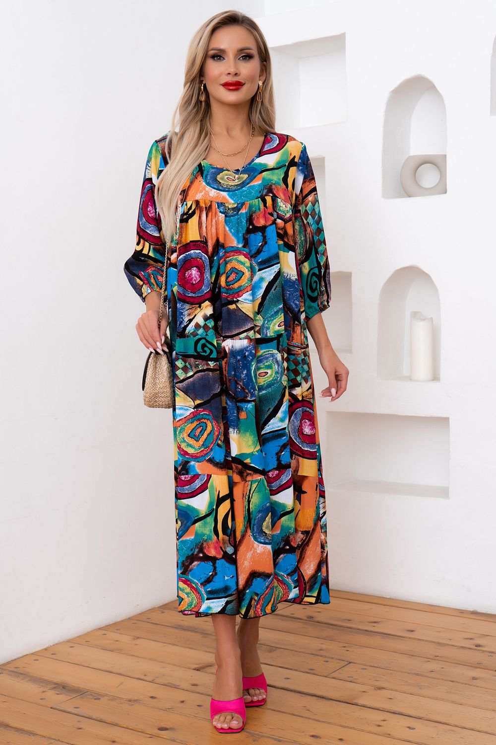 Платье Серенада (абстракция/яркий) Р11-1044/8 Nikol (Акция)