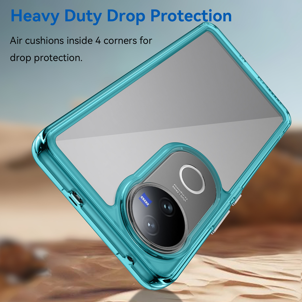 Усиленный чехол с мягкими рамками бирюзового цвета для Vivo V50, увеличенные защитные свойства