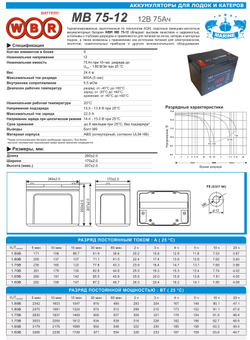 Аккумулятор глубокого разряда MB 75-12