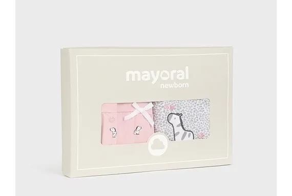 Комбинезон для девочки Mayoral Newborn Зебра Розовая пудра, 2 шт.