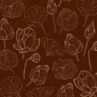Lotus flower  gold engraved