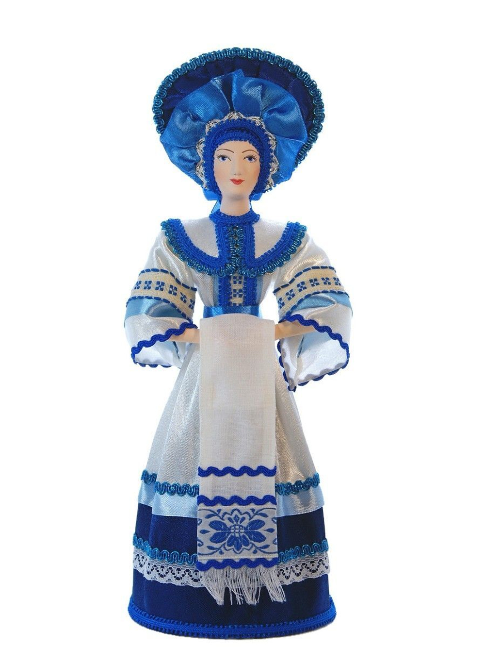 Кукла коллекционная в женском костюме Гжель.