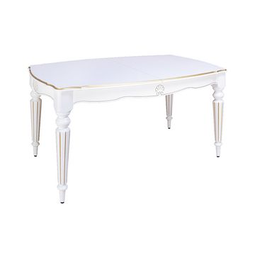 Стол обеденный белый Лекс 10 (бук/тон 1 с золотой патиной)