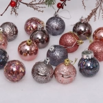 Набор шаров «Волшебный вальс» 5 см (16 предметов), графит/роз.золото