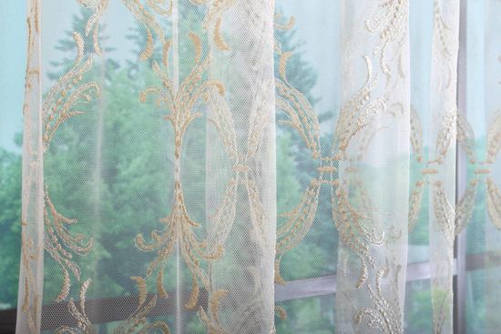 Микросетка с вышивкой Милана-2 (светлое золото)