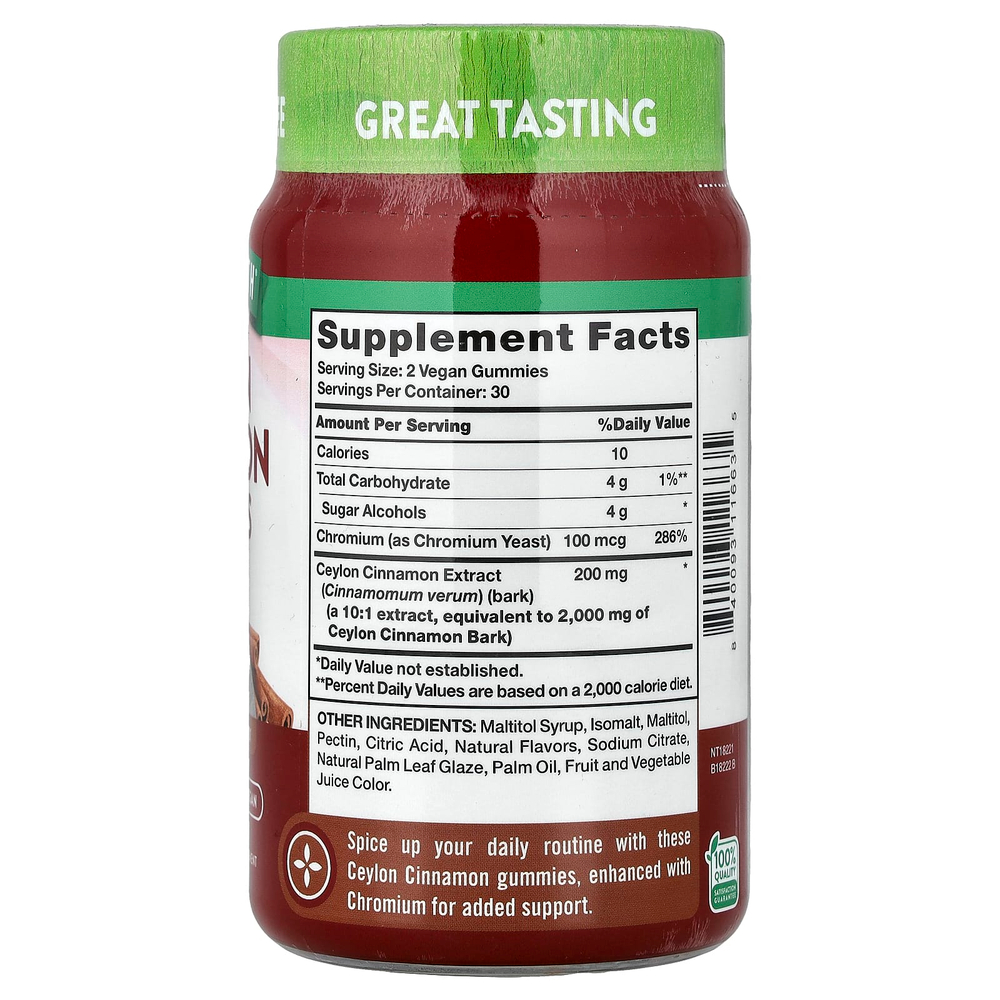 Nature's Truth, жевательные таблетки с цейлонской корицей, вкусный латте с корицей, 60 жевательных таблеток