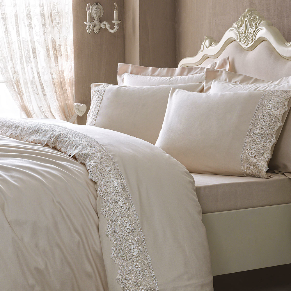 Постельное белье семейное Tivolyo home Elegant бежевое