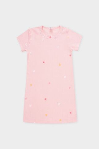 сорочка  для девочки  К 1156/бежево-розовый,полянка