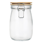 Банка для сыпучих продуктов 1000мл 11x17см, стекло, крышка бамбук