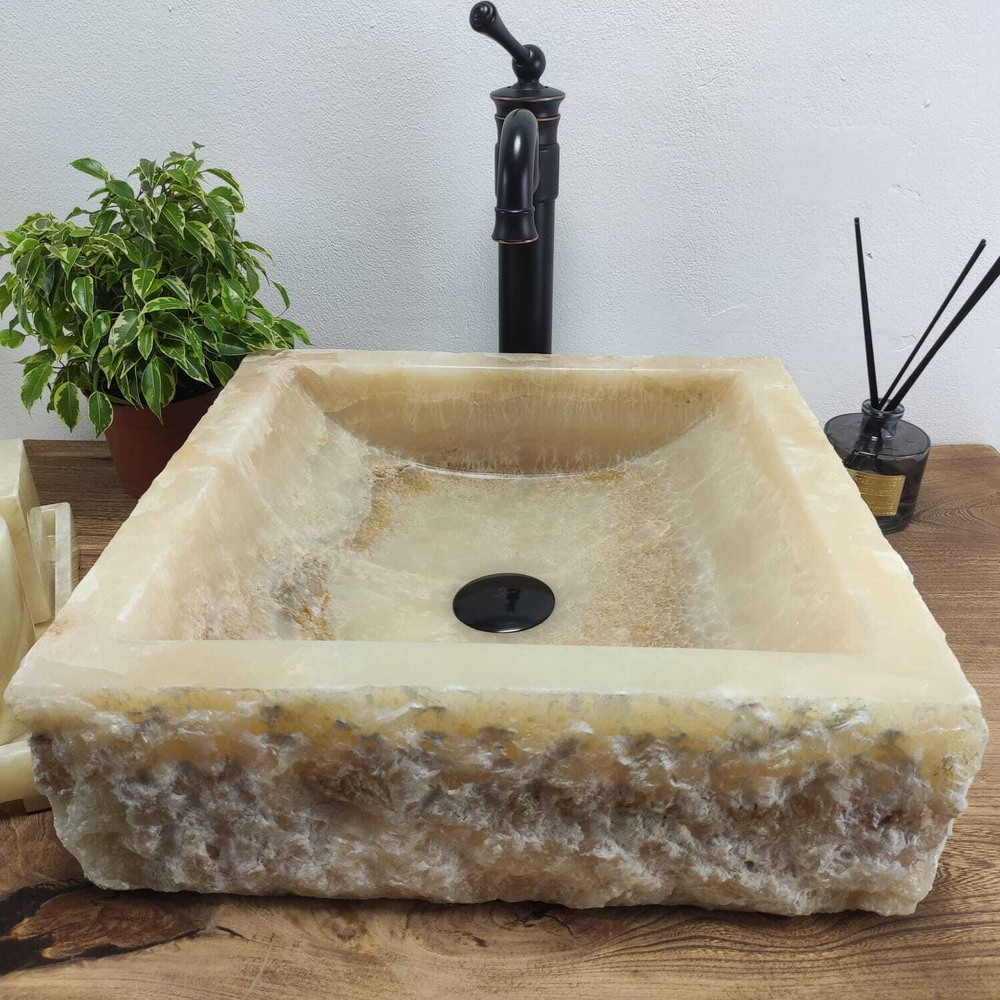 Раковина из оникса Square Yellow Marmo SO-60903 40*40*13