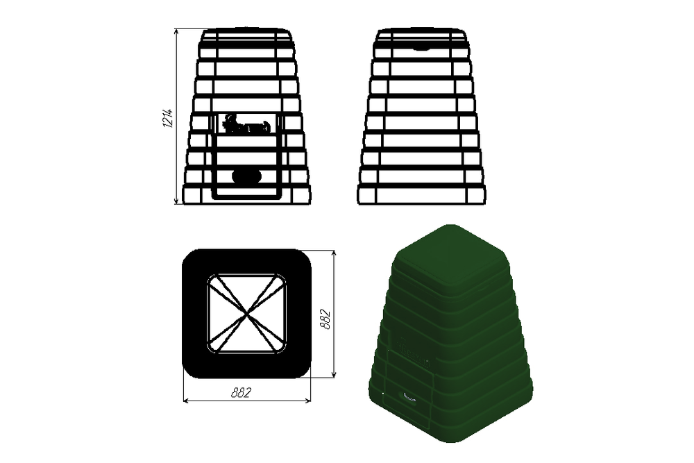 Компостер "Rostok" ЭкоПром Rostok 600 л.(88x88x122см;) - арт.555758