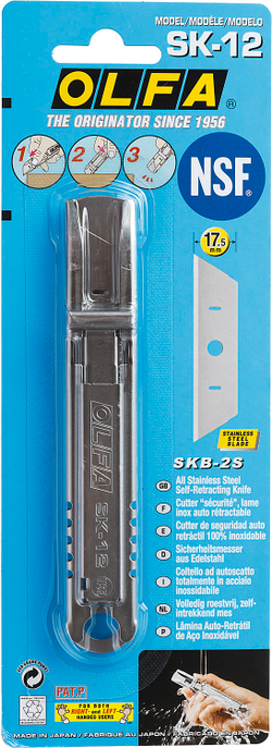 OLFA металлический корпус, безопасный нож с трапециевидным лезвием (OL-SK-12)