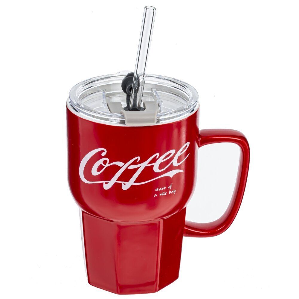 GAEM Кружка с крышкой и трубочкой, 400 мл, L13 W9 H19,5 см, 2в.