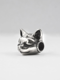 Шарм-бусина Мистическая Кошка из серебра