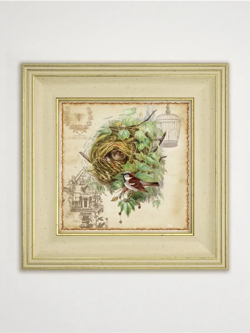 Картина интерьерная на холсте в раме "Птички" 30*30 см