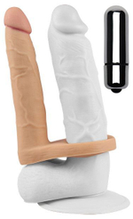 Телесная вибронасадка для двойного проникновения The Ultra Soft Double-Vibrating - 15,8 см.