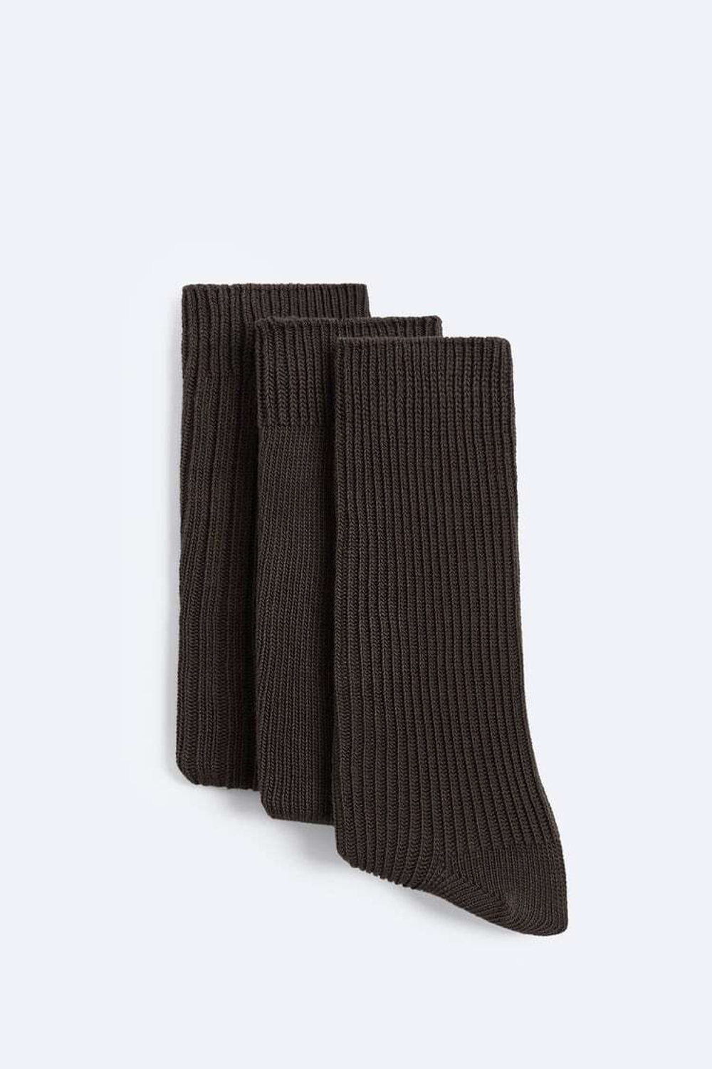 ZARA НАБОР ИЗ ТРЕХ ПАР НОСКОВ В РУБЧИК, ШОКОЛАДНЫЙ