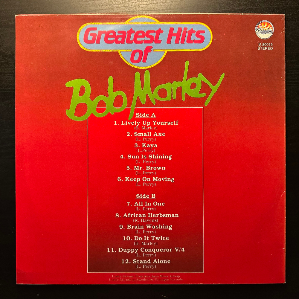 Bob Marley - Greatest Hits Of (Швейцария 1980г.)