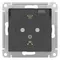 Розетка 1-м СП AtlasDesign Aqua 16А IP44 с заземл. защ. шторки с прозр. крышкой механизм карбон SE ATN441046