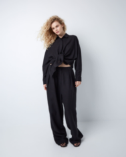 Брюки изо льна и вискозы черный