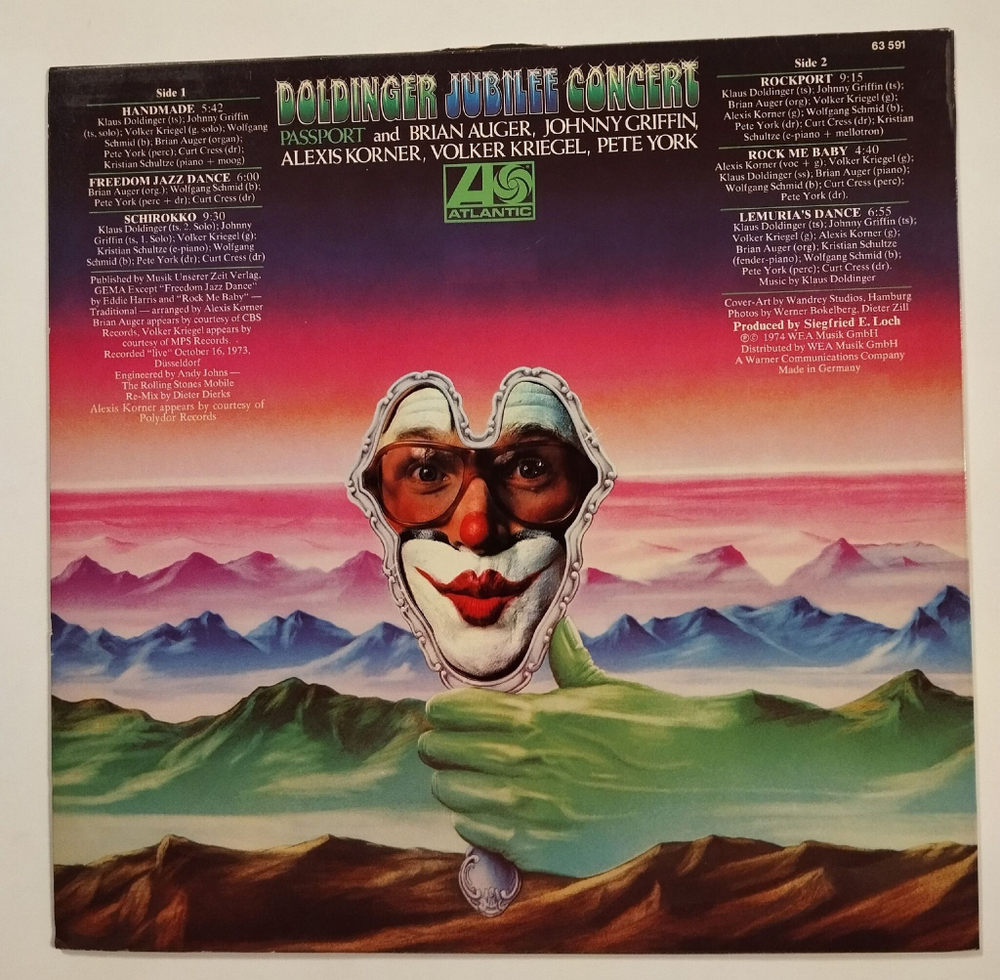 Винтажная виниловая пластинка LP Passport And Brian Auger, Johnny Griffin, Alexis Korner, Volker Kriegel, Pete York Doldinger Jubilee Concert (Germany 1974) (Club Edition)