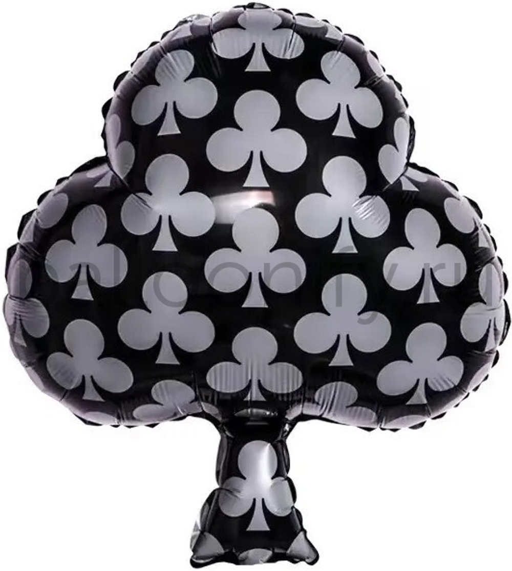 Шар (26''/66 см) Фигура, Покер, Карточная масть: Трефы, Черный, 1 шт.