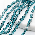 Бусина Треугольник, стекло, цвет морская волна+серебристый, размер около 3*4 мм, цена за нить 36 см