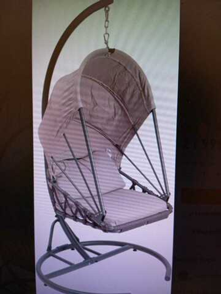 Кресло подвесное садовое Сиэтл 116х100см h190см, стойка d48мм, сталь/полиэстер 220г, серый, Stand 31