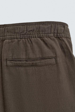 ZARA БРЮКИ RELAXED FIT С РЕЛЬЕФНОЙ СТРУКТУРОЙ, КОРИЧНЕВЫЙ