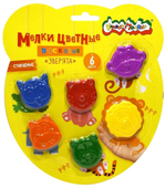 Мелки восковые 6 цв. фигурный 40 мм "Зверята" (Каляка-Маляка )