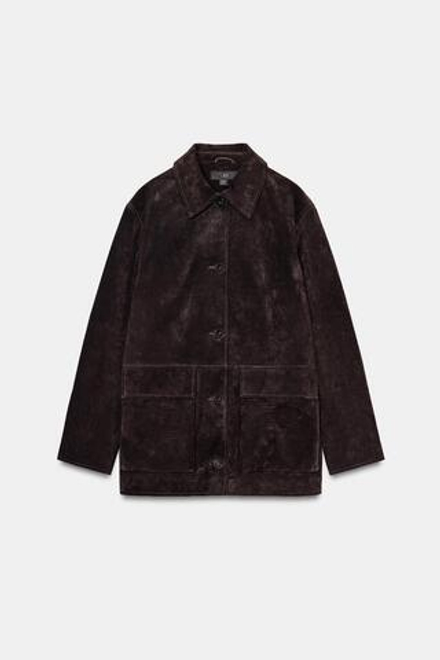 ZARA КУРТКА ИЗ 100% ЗАМШИ, КОРИЧНЕВЫЙ