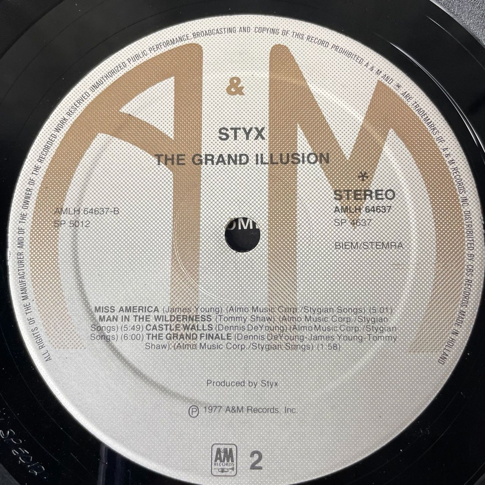 Винтажная виниловая пластинка LP Styx The Grand Illusion (Holland 1977)