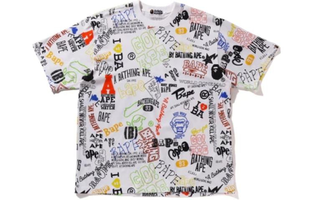 A Bathing Ape Bathing Ape Hand Draw Pattern Relaxed Fit Tee Футболка