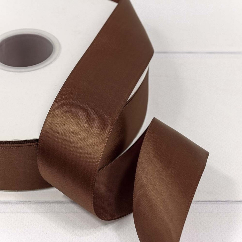 Лента Атласная 3,8см х 110м Полиэстер класс А (Коричневый)