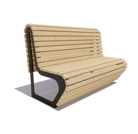 Скамейка стальная "Премиум" лиственница 1,2м, без подлокотников, лак