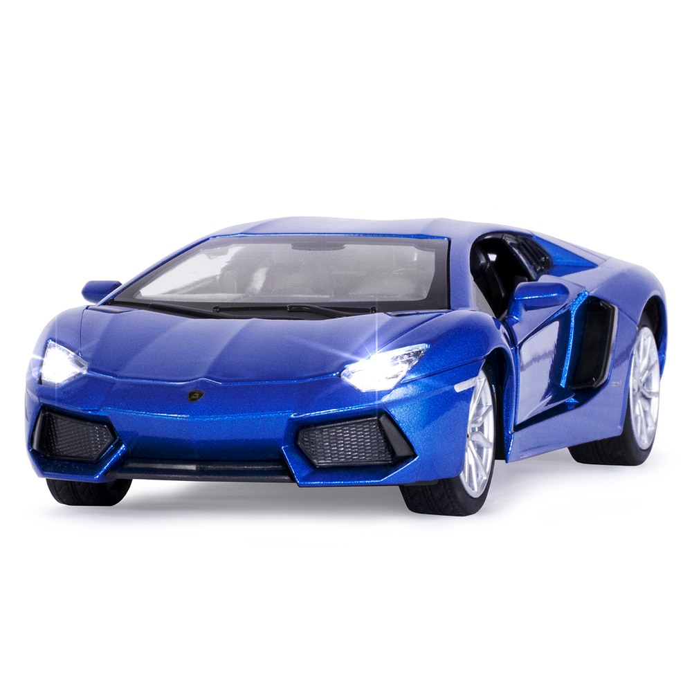 Модель 1:24 Lamborghini Aventador Coupé, синий, откр. двери и капот, свет, звук