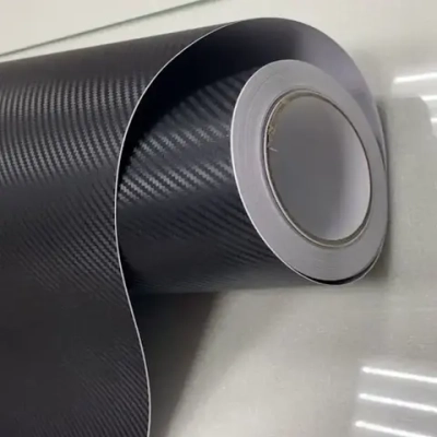 Пленка самоклеющаяся Черная Карбон 3Д для авто, мебели и дизайна (50 см x 152 см)