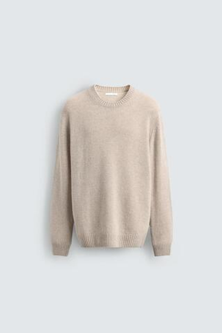 ZARA СВИТЕР КЛАССИЧЕСКОГО КРОЯ ИЗ СМЕСОВОЙ ШЕРСТИ, РЫЖЕВАТО-КОРИЧНЕВЫЙ