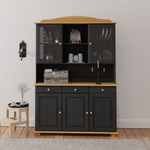 Шкаф Лена двухдверный из массива сосны, с 3 полками (верхняя часть буфета Лена), серый/антик